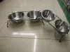 Stainless steel pet bowl, double-mouthed fixed cat and dog bowl, hanging water dispenser, feeding basin, pet food bowl set details Picture